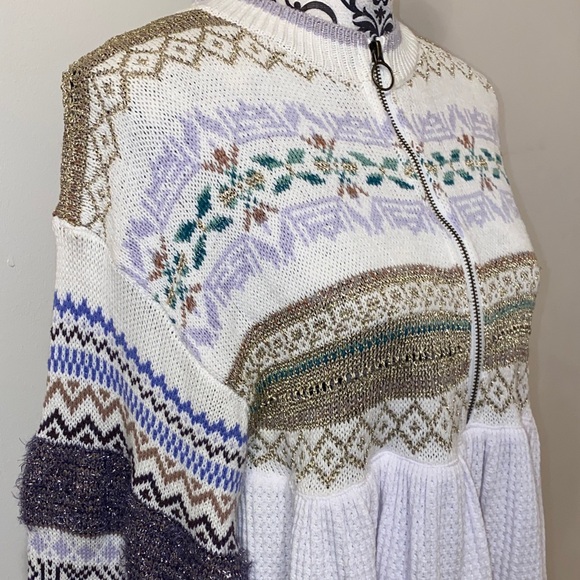 NWT!Free People Cozy Cottage 1/2 Zip Sweater Nordic-Inspired Size Small - Picture 6 of 16